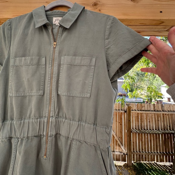 J. Crew Zip Front Chino Gray Green Pocket Utility Dress size 8 - Picture 9 of 16